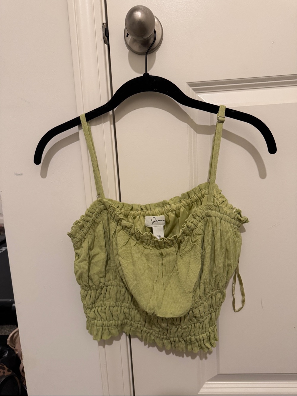 Green Smocked Cropped Tank Top - Size M